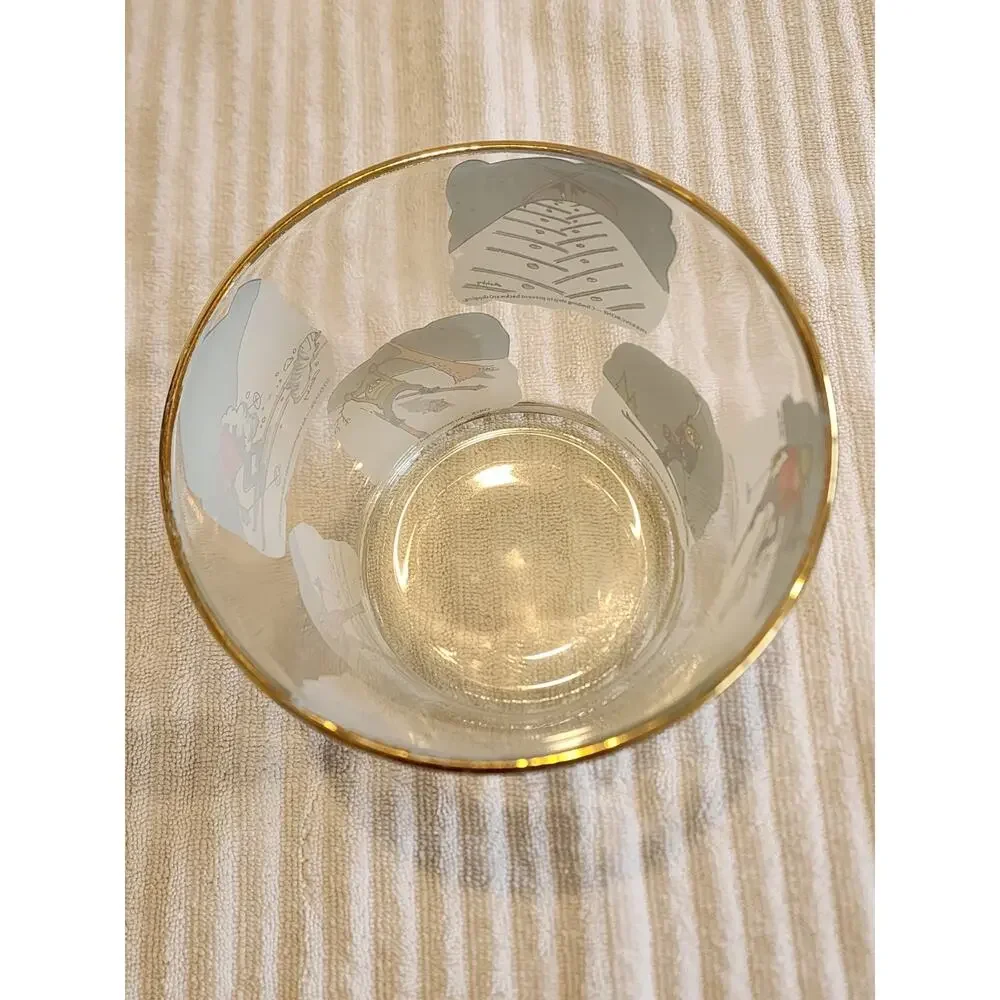 VTG West Virginia Glass Ice Bucket Bowl Cartoon ski illustrations Ashby Alpine
